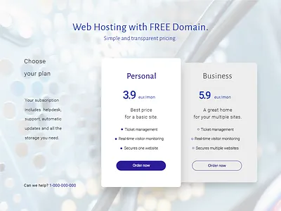 Pricing Page material design pricing page ui web hosting