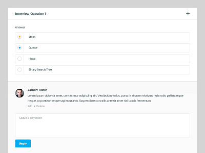Mimir Recruiting Interview Review answer choice comment dashboard feedback question review ui ux
