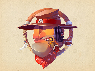 Wild West Bandit adobe art bandit cartoon character colors illustration illustrator photoshop skull wacom wild