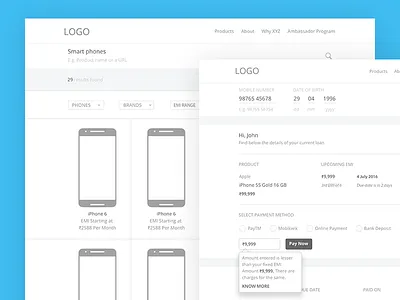 Wireframes - Search & EMI clean filters ui ux web wireframes