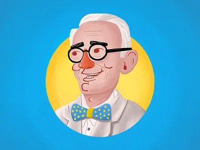 Dale Carnegie bow illustration old man