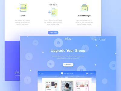 Grooupy - Group App Landing Page blue business clean event freelance group illustration landing professional ui ux website