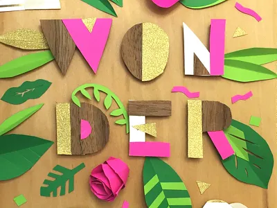 Wonder papercut overhead shot - full image attached flowers garden illustration papercut