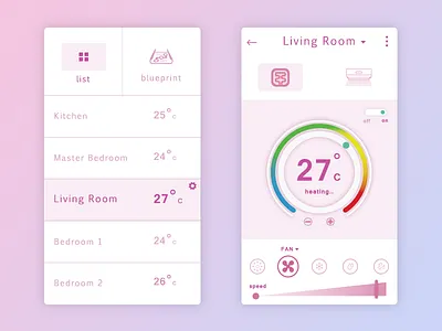 iot - Radiator & A C Control ac air conditioner android app heater internet of things iot iphone radiator temperature ui ux