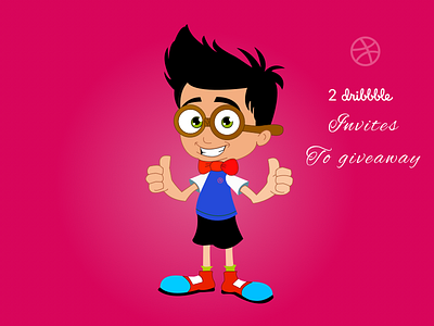 2x Dribbble Invites art bangalore boy cartoon character creative dribbble green illustration invites red sketch