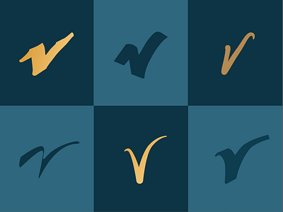 Handdrawn V's branding brush icon identity letter lettering logo mark marker monogram script v