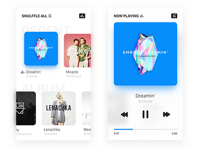 Music Player albums black blur clean light modern music player shadows simple ui white