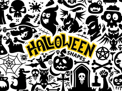 Halloween Vector Shapes Collection bat collection design ghost halloween illustration monster shape vector witch