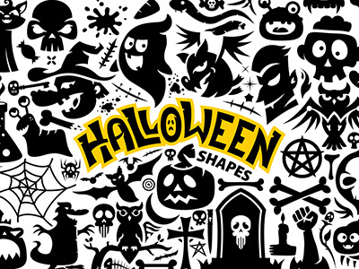 Halloween Vector Shapes Collection bat collection design ghost halloween illustration monster shape vector witch