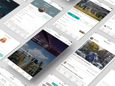 Urbansurf - Travelers' app to get socialize in small groups activity app feed ios memory profile simple travel ui ux