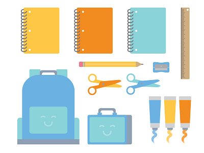 Gymboree's Back to School Illustration Set back to school bag cute gymboree lunch box notes pencil ruler scissors sharpener