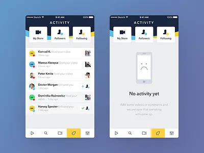 Taped iOS - Activity Screen empty screen feed ios iphone kmita mobile place holder screen tables taped