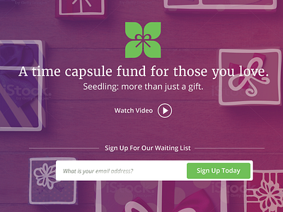 Seedling Landing Page CTA austin austin texas call to action gradient landing page pink present purple sealab seedling start up texas
