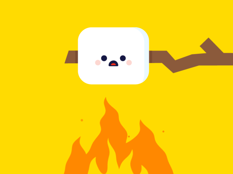 Marshmallow burned camp cute fire funny hot marshmallow particles scary