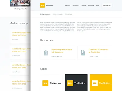 Press resources and brand guidelines – TheMotion website 2016 landing madrid play play video press kit spain startup themotion video web web design yellow
