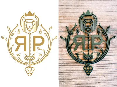 Family Crest crest family grapes icon lion logo metal pictogram realistic sewing wood