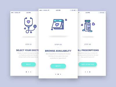 Daily UI 23 - Onboarding Screens app dailyui illustration medical mobile onboarding ui ui design user interface