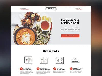 Tiffinity Landing Page app branding design icon illustration landing startup ui ux website