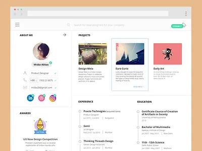 Resume UI Style bio cover letter interface layout resume ui