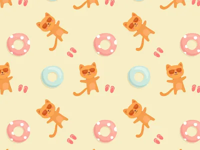 Summer Patterns baby cat funny marine pattern sea ship summer vector