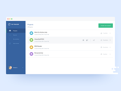 Project page clean desktop interface navigation projects sidebar uxui web website