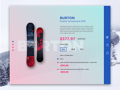 DailyUI 012: Single Product board shop burton dailyui e commerce interface item shop single product snowboard ui