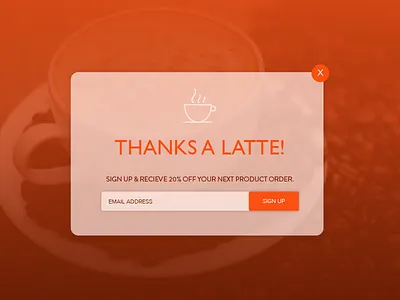 Daily UI 016 - Pop Up / Overlay 016 button challenge coffee daily ui fall gradient latte orange pop up sign up