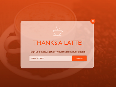Daily UI 016 - Pop Up / Overlay 016 button challenge coffee daily ui fall gradient latte orange pop up sign up