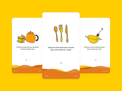 Walkthrough Screens for Kitchen iOS App app clean ios kitchen minimal mobile ui uiux userinterface ux walkthrough