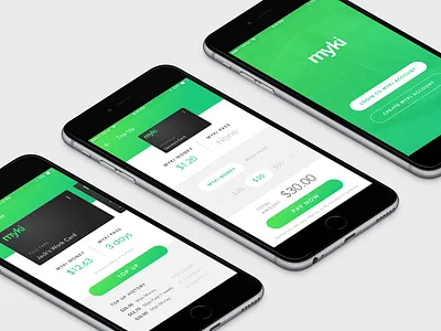 Myki Top Up app interaction ui