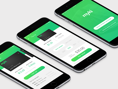 Myki Top Up app interaction ui