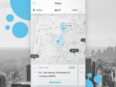 Map screen IOS design, First attempt cards ios location map mobile ui ux white