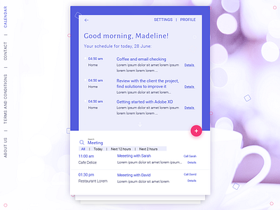 Schedule, palette colors no.2 meetings schedule