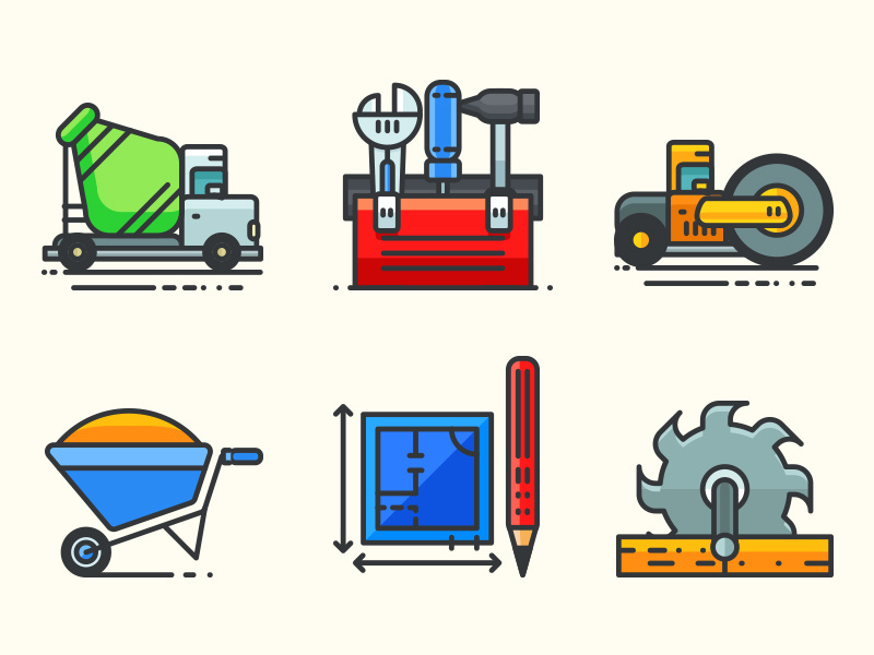 Construction Flat Icons by Getillustrations on Dribbble