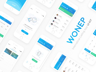 Wonep International Calling App UI Kit - Freebie calling app download interaction ios app minimal mobile ui kit principle freebie sketch sketch freebie ux