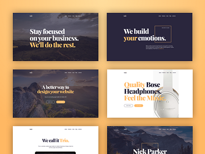Trio UI Kit for Adobe XD Sneak Peek adobexd design landing nickparker page presentation projectcomet trio uikit ux web