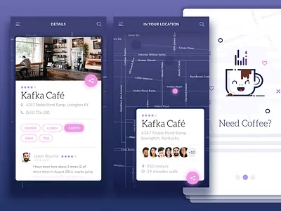 Mobile App app illustartion interface map mobile onboarding rating review social ui design users ux