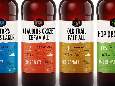 Pro Re Nata Farm Brewery Beer Bottle Labels beer bottle branding label