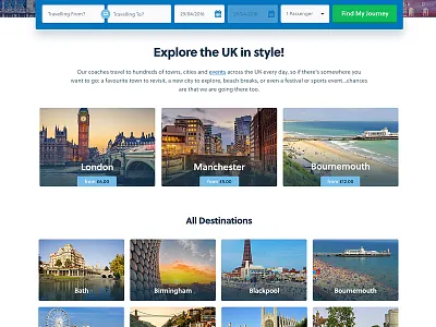 National Express Destinations adaptable coach express grid hero home national simple travel typography ui ux