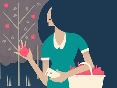 Apple picker apple basket hair iphone keynote tree vector woman