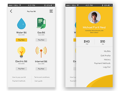 Pay Your Bill - Mobile Application Design app application apps bill ios iteraction mobile pay ui uidesign ux uxdesign