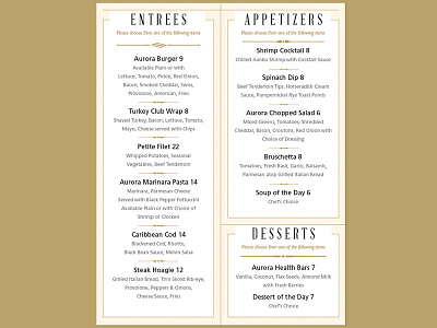 Single page menu food menu print restaurant special items special menu vip club