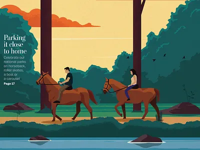 Washington Post Weekend Cover design editorial horses illustration lake nature washington post weekend