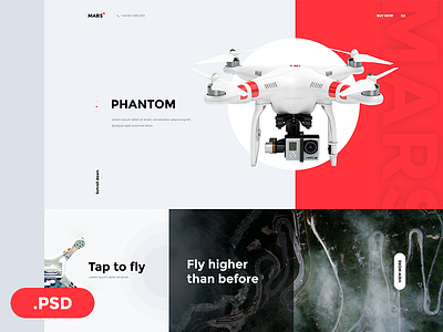Mars Free PSD Template drone fly mars page phantom product red symu ui ux