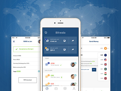 Bitwala App app banking bitcoin branding design mobile money transfer payments ui