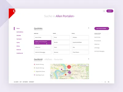 AskVodafone Terminal business corporate enterprise home interface intranet map portal ui ux web web app