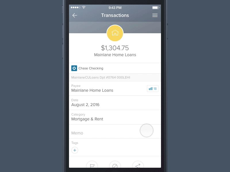 Transaction Details & History animation app banking finance history mobile money principle transactions transition wallet