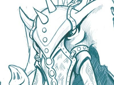 Elephant Rough Sketch chained decorated elephant spikes tusks