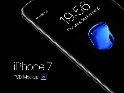 Jetblack psd mockup 7 design freebie iphone iphone7 layered mockup psd