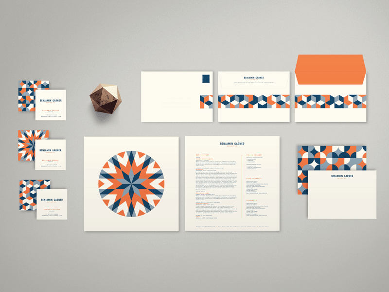 Benjamin Garner Design Co. business card dentity geometric logo modern paper system pattern personal simple type typography
